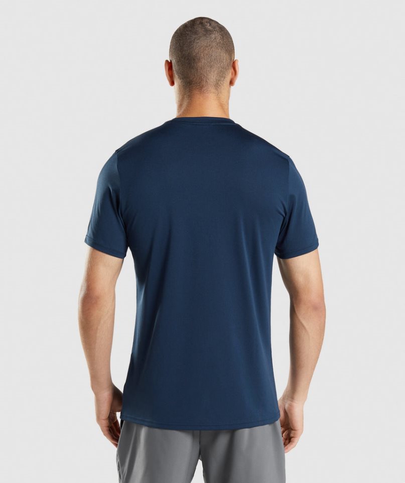 Men's Gymshark Arrival T-Shirts Navy | CA 81N5D6